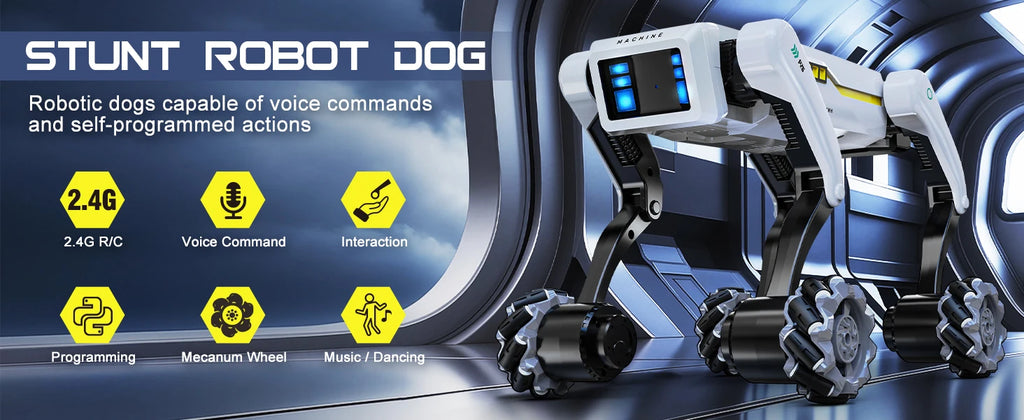 RC Intelligent Robot Dog Stunt Multifunction RC Mechanical Dog Voice Command Programmable Bionic Smart Robot Toy Gift