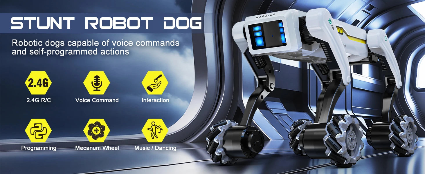 RC Intelligent Robot Dog Stunt Multifunction RC Mechanical Dog Voice Command Programmable Bionic Smart Robot Toy Gift