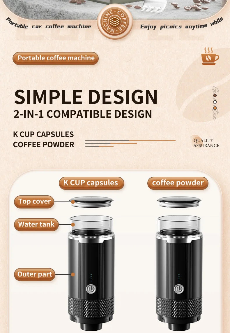 Electric Portable Coffee Machine Capsule Ground Coffee Brewer Suitable for Coffee Powder And Coffee Capsule - Coffee Maker