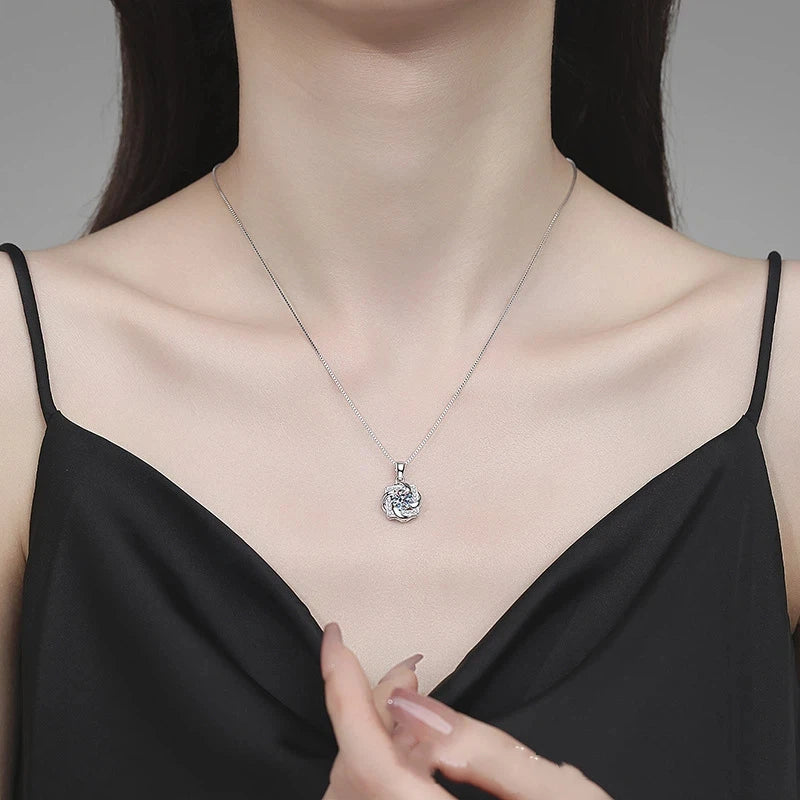 100% 18K Real Platinum PT950 moissanite necklace full of diamonds sparkling simple light luxury pendant clavicle chain