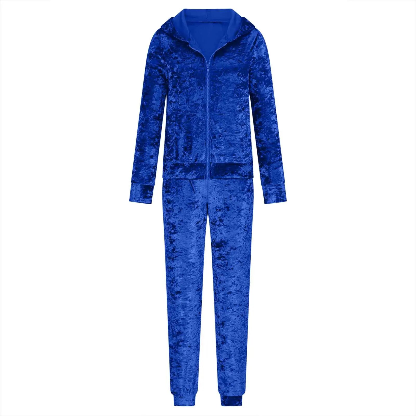 Two Pieces Women Pant Sets Solid Matching Sets Zipper Hooded Top Empire Drawstring Waist Pant Loose Casual 2025 Spring Autumn