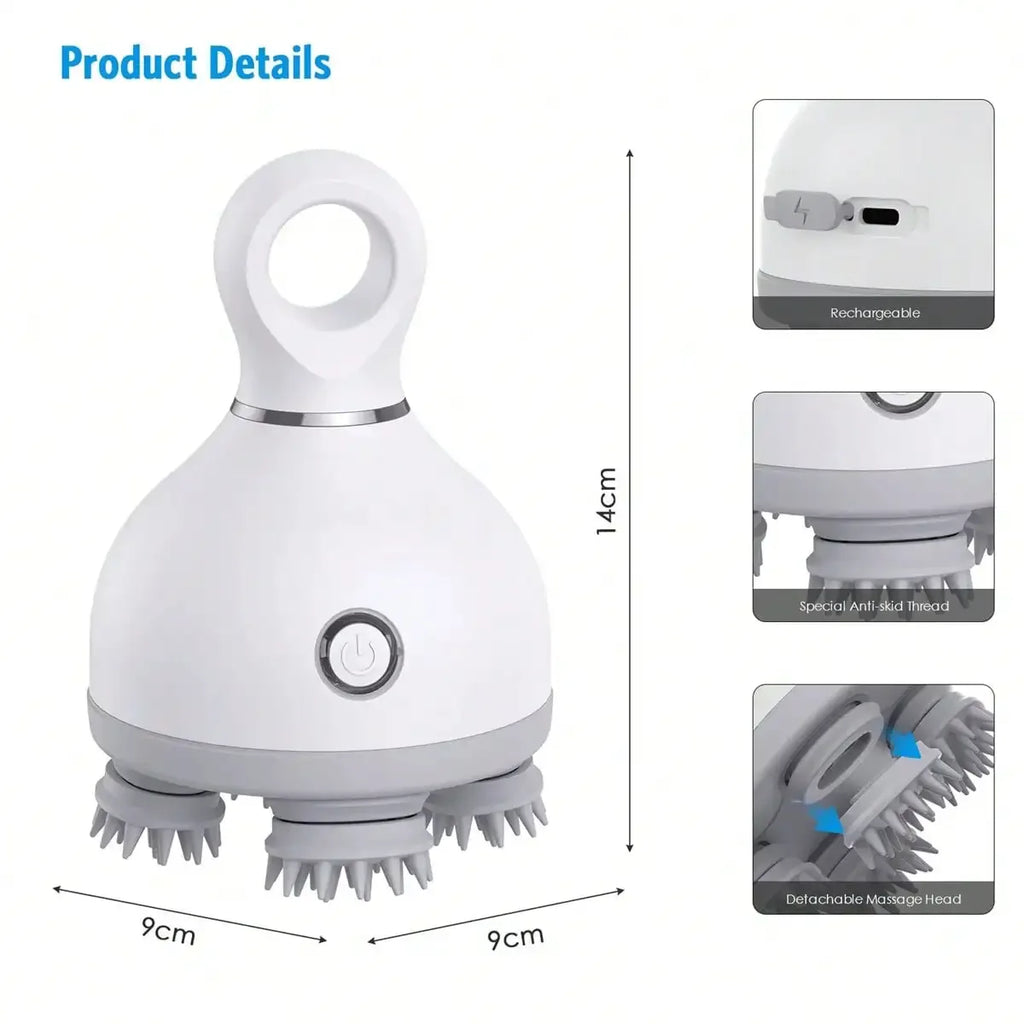 Electric Scalp Massager,With Kneading And Massage Nodes, Used For Pressure Relaxation And Deep Cleaning Of The Scalp