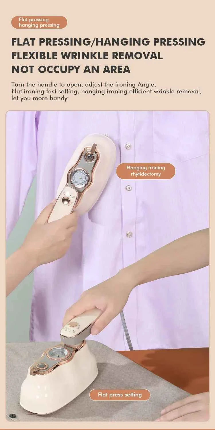 1200W Portable Garment Steamer Mini Handheld Steam Iron for Garments Wet and Dry Dual Use Electric Iron Travel Ironing Machine