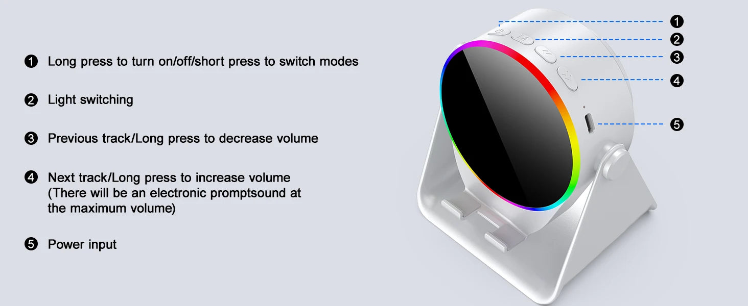 5 In 1 RGB Powerful Bluetooth Wireless Speaker Mobile Phone Stands Portable HIFI Sound Subwoofer Boombox Magnetic Tablet Brack