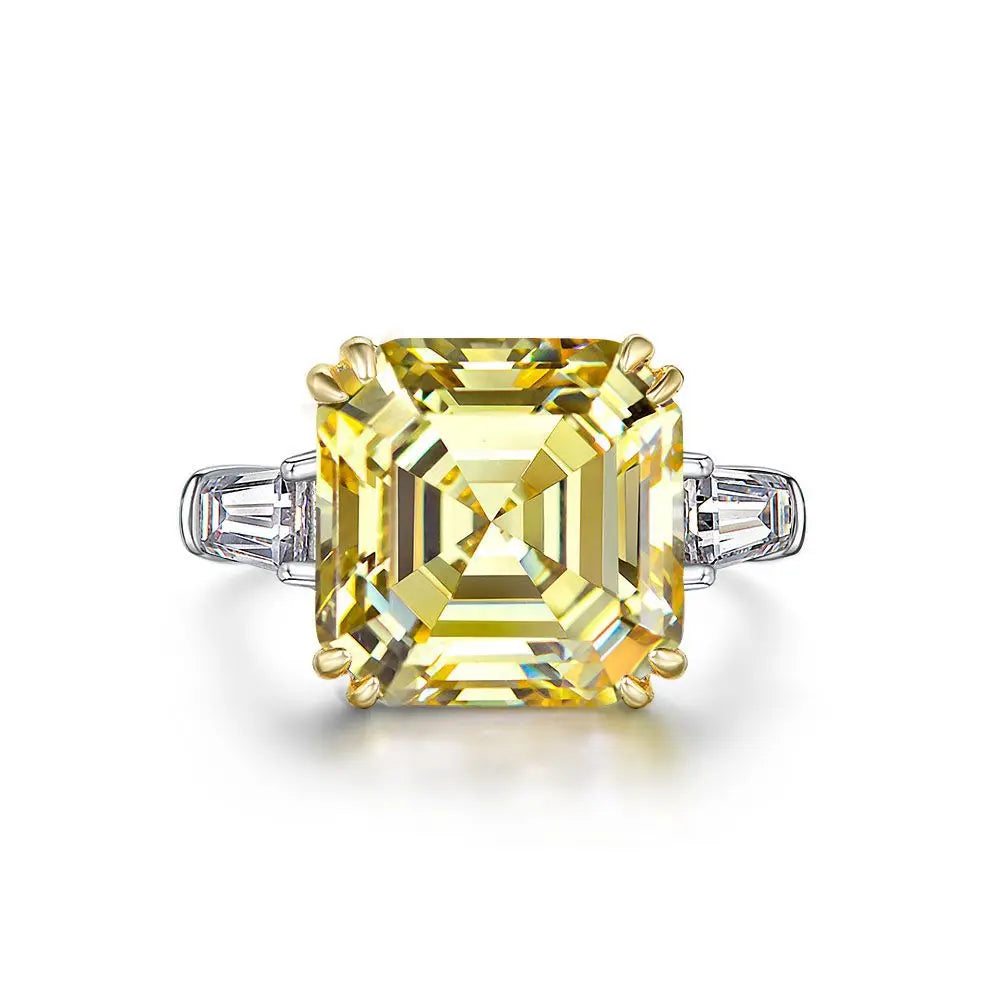 Original 925 Sterling Silver Wedding Engagement finger Rings For Women Topaz 5ct Asscher cut Simulated Diamond Platinum Jewelry