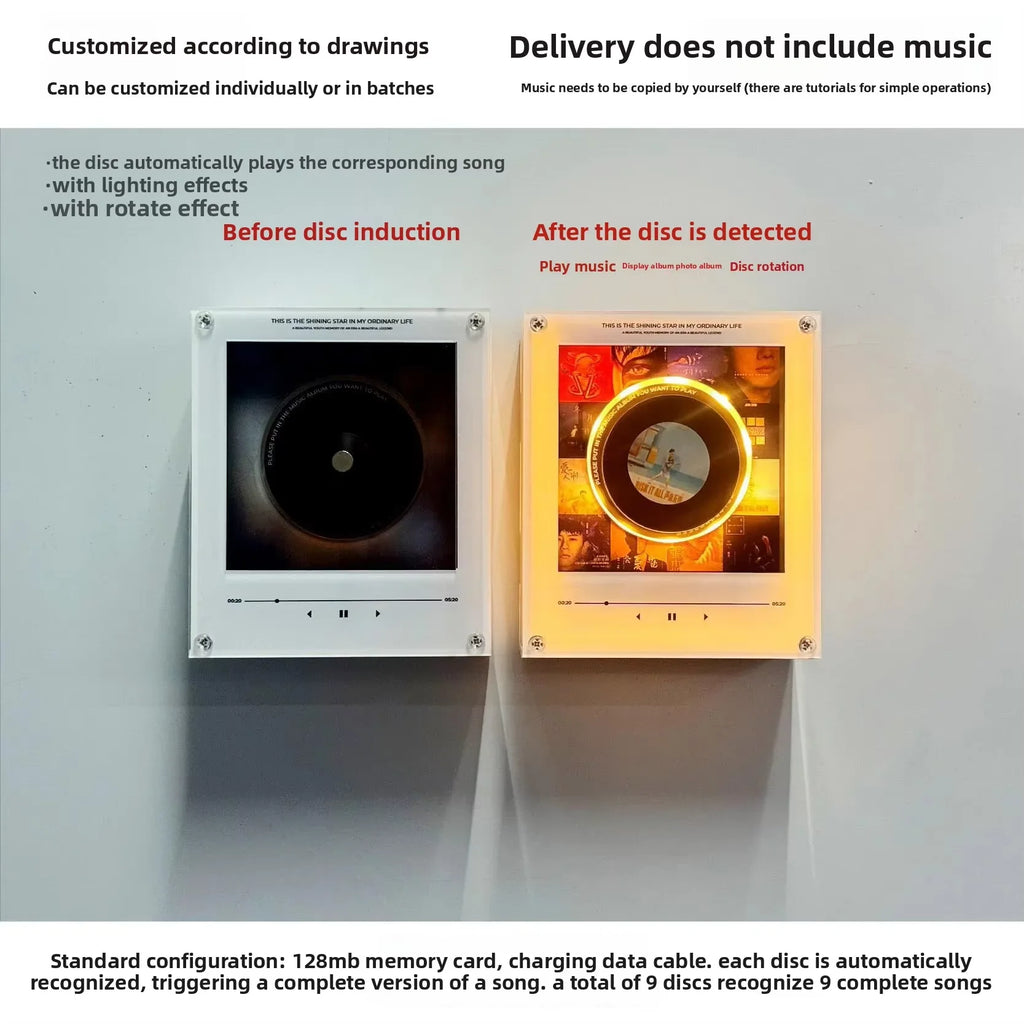 IN STOCK NFC Sensing Song Player With 9 empty discs&Night Light Automatic Singing Refrigerator Magnetic Rotary Disc Machine Gift