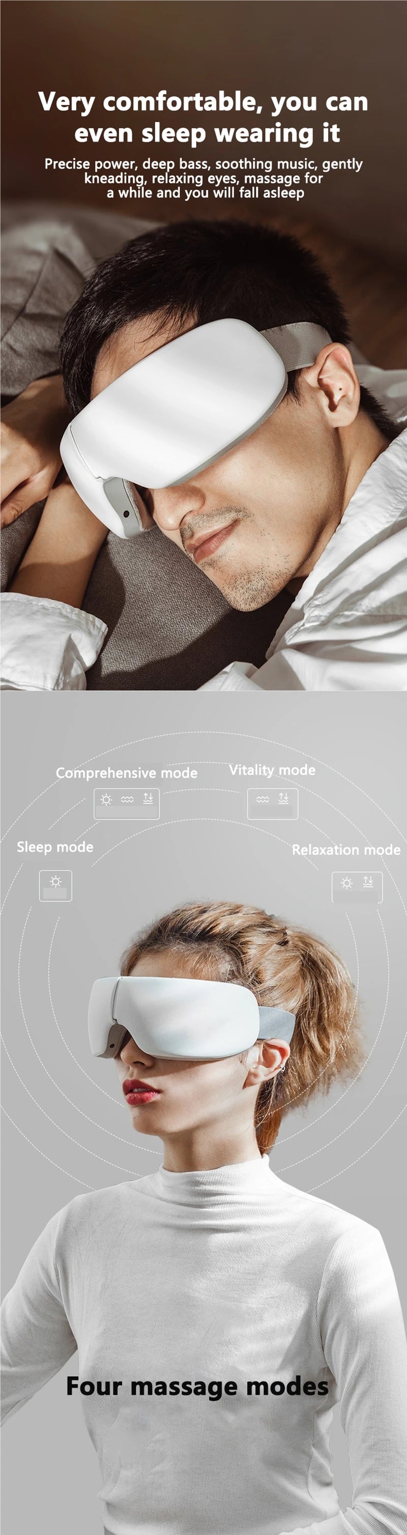 New Smart Eye Massager Vibration Eye Care Massage Instrument Bluetooth Music Heated Eyemask Dry Fatigue Relief Portable Foldable