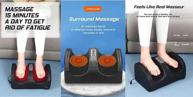 Electric Heated Foot Massager Calf Massage Deep Tissue Kneading Device Hot Compress Leg Feet Muscle Relax Relieve Fatigue