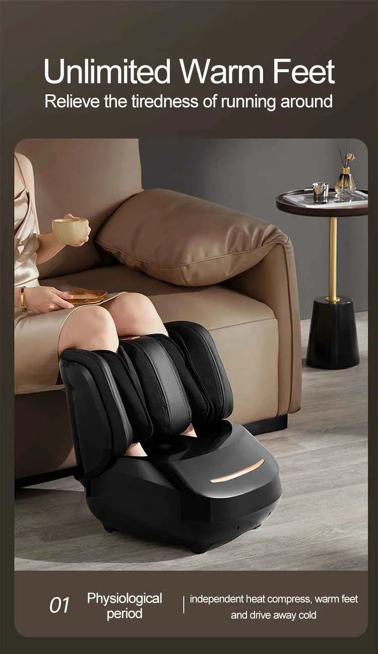 High Quality Air Pressure Electric Hot Heater Foot Massager Machine Vibrate Roller Bath Kneading Leg Foot Full Wrap Massage