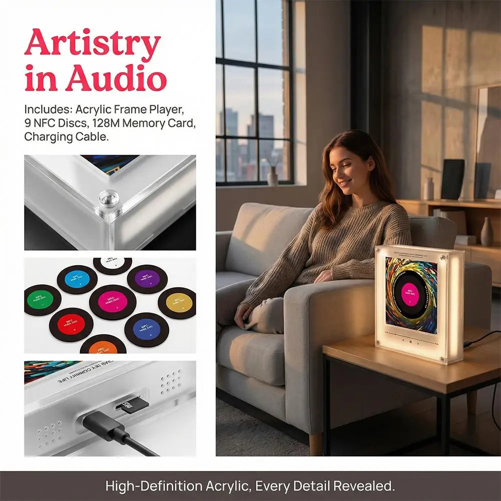 IN STOCK NFC Sensing Song Player With 9 empty discs&Night Light Automatic Singing Refrigerator Magnetic Rotary Disc Machine Gift