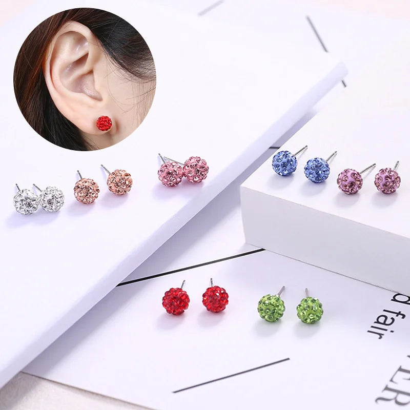 New Fashion Jewelry Full Rhinestone Ball Earrings Autumn and Winter Fashion Korean Temperament Earrings for Women Party Gift