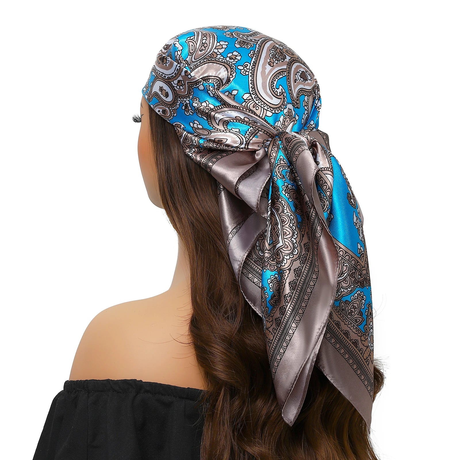 Head Scarf Women Luxury Brand Square 90*90cm Silk Foulard Satin Bandana Cheveux Soft Neckerchief Hijab Hair Scarves For Ladies