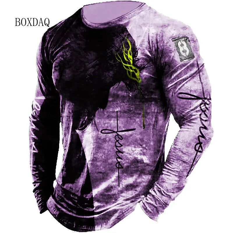 Vintage Gothic Men's Long Sleeve T-shirts Spring Autumn 3D Print Casual Cotton Tops 6XL Plus Size Male Clothing Street Tees