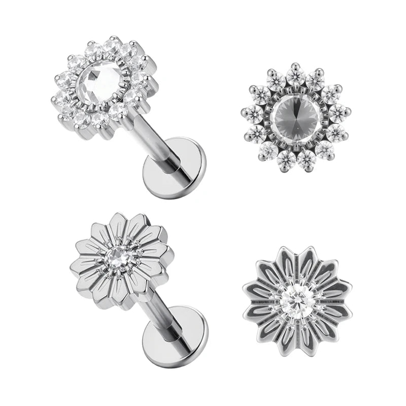 3 Pcs Helix Conch Piercing Jewelry for Women Men 16G ASTM F136 Titanium Cartilage Earring Tragus Flat Back Stud Body Piercings