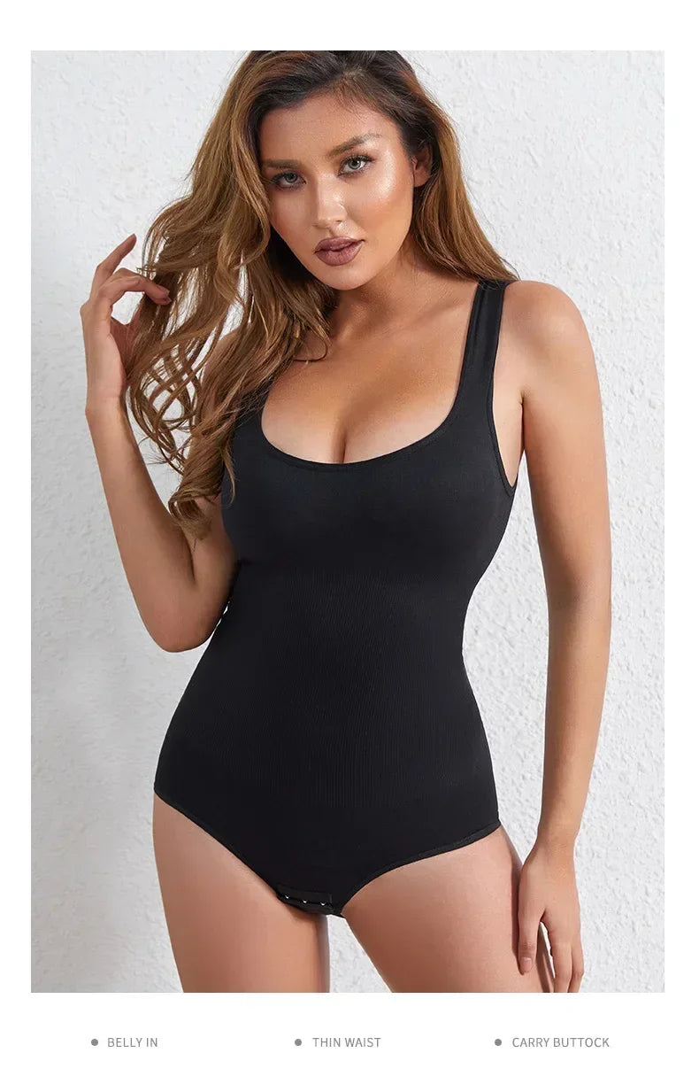 Body Shapewear for Women Seamless Solid Shaping Full Bodysuit Crew Neck Tummy Control Slimming Body Shaper Underwear & Shapewear