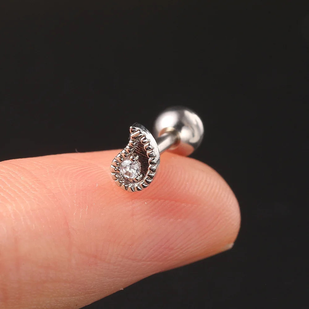 1PC Fashion Helix Daith Piercing Earrings for Teen Girls Dainty Zircon Cartilage Studs Conch Tragus Rook Lobe Ear Hoops Jewelry