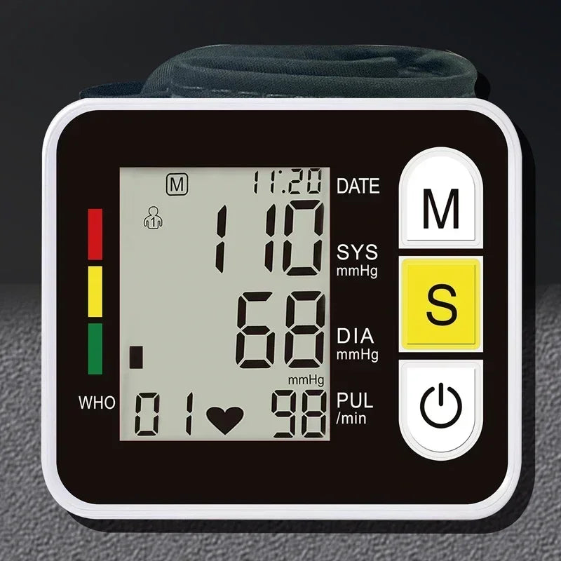 Automatic Tonometer Wrist Blood Pressure Monitor Sphygmomanometer PR LCD Screen Medical Digital Heart Rate Pulse Meter Measure