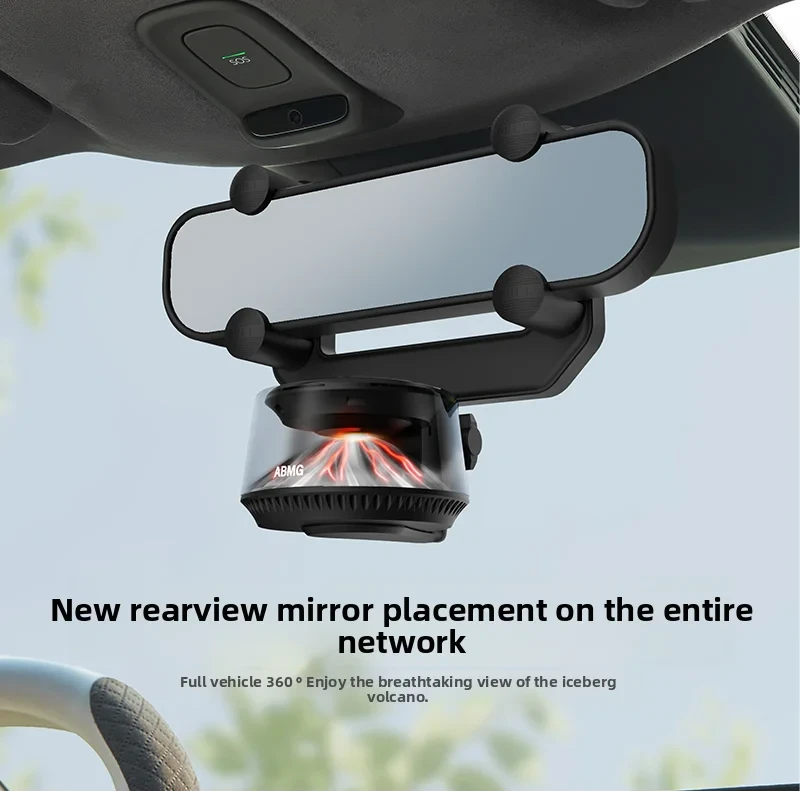 360° View Mirror Mount Volcanic Iceberg Car Diffuser - Air Purifying, Solar Powered, Forest & Floral Scents, Elegant Auto Decor