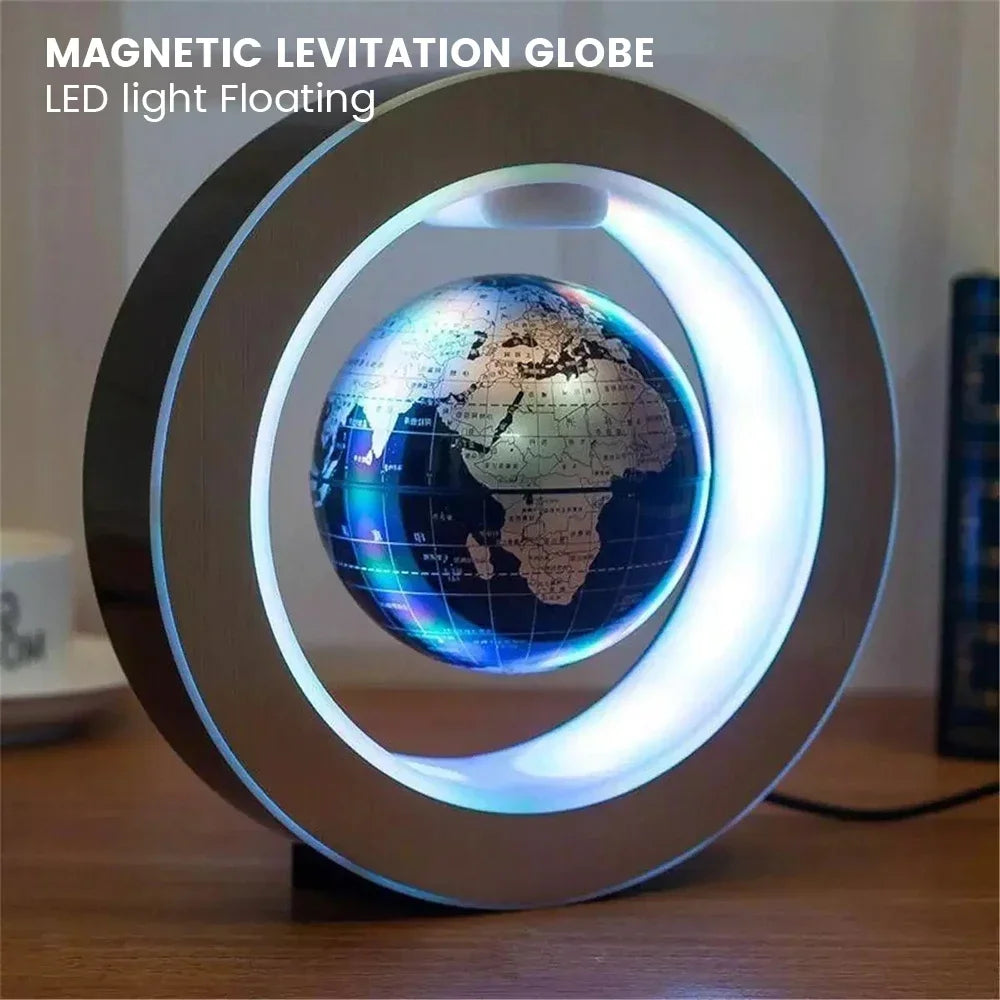 3D Magnetic Floating Earth Lamp, LED Rotating Globe Levitation Light O/C Shape Bedside Night Light Unique Gift Idea