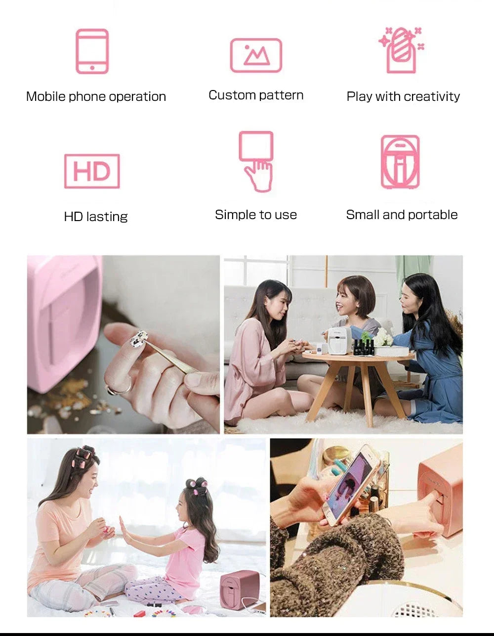 3D Portable Painted Nail Printer Machine Intelligent Automatic Printing Celebrity Home Nail Machine Artifact With Cartridge DIY