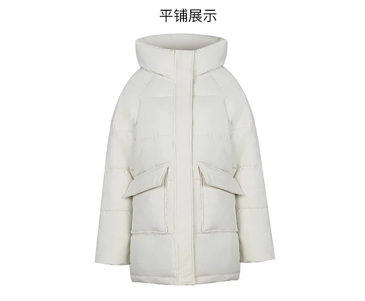 Clothing Women Cotton-Padded Jacket 2025 New Casual Elegant Loose Solid Color Warm Hooded Winter Warm Women Cotton Jacket H537