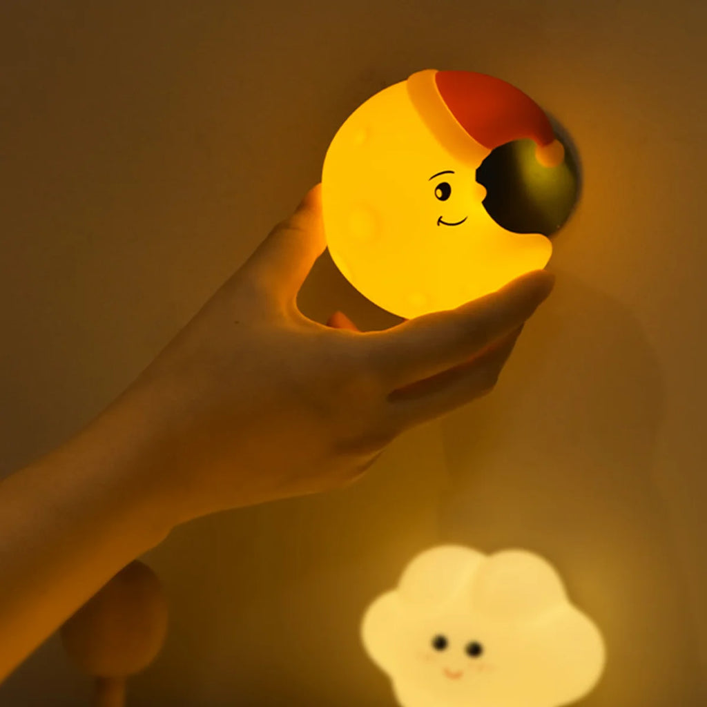 Rechargeable Silicone Led Night Light Wall Lamp Decorative Portable For Bedroom Cute Moon Bedside Baby Dimmable Nursery Sleeping