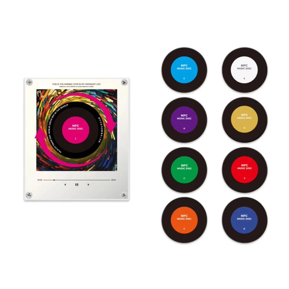 IN STOCK NFC Sensing Song Player With 9 empty discs&Night Light Automatic Singing Refrigerator Magnetic Rotary Disc Machine Gift