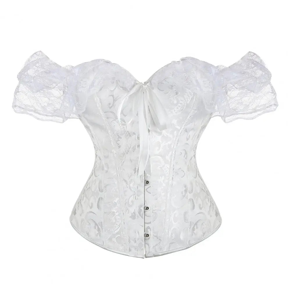 Wedding Lace Corset Women Shapewear Floral Lace Chest Lifting Corset Bodyshaper Top Boned Overbust Corset Waist Cincher 80%