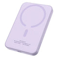 Purple wireless MagSafe power bank with rounded edges and minimalist design