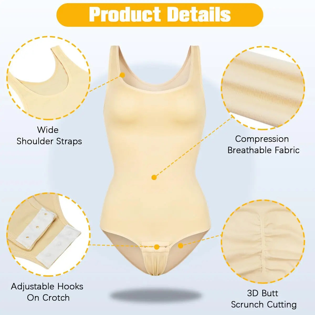 Body Shapewear for Women Seamless Solid Shaping Full Bodysuit Neck Tummy Control Slimming Body Shaper Underwear & Shapewear