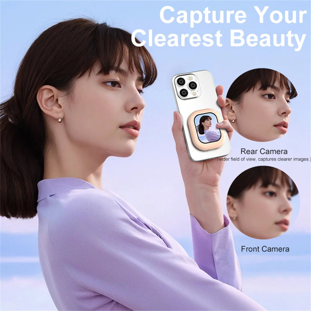 Magnetic Selfie Monitor Screen Mini Wireless Phone Rear Camera Selfie For Vlog Livestream Video Recording Phone Screen Projector
