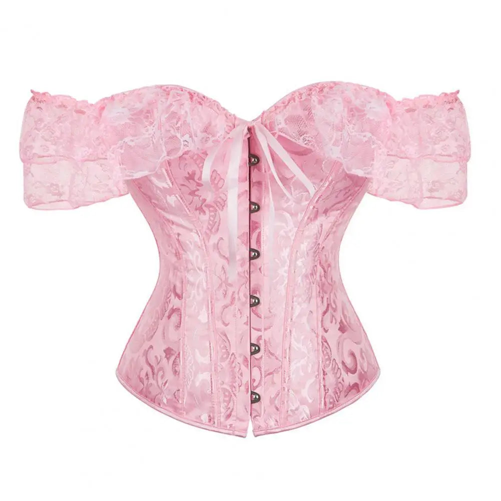 Wedding Lace Corset Women Shapewear Floral Lace Chest Lifting Corset Bodyshaper Top Boned Overbust Corset Waist Cincher 80%