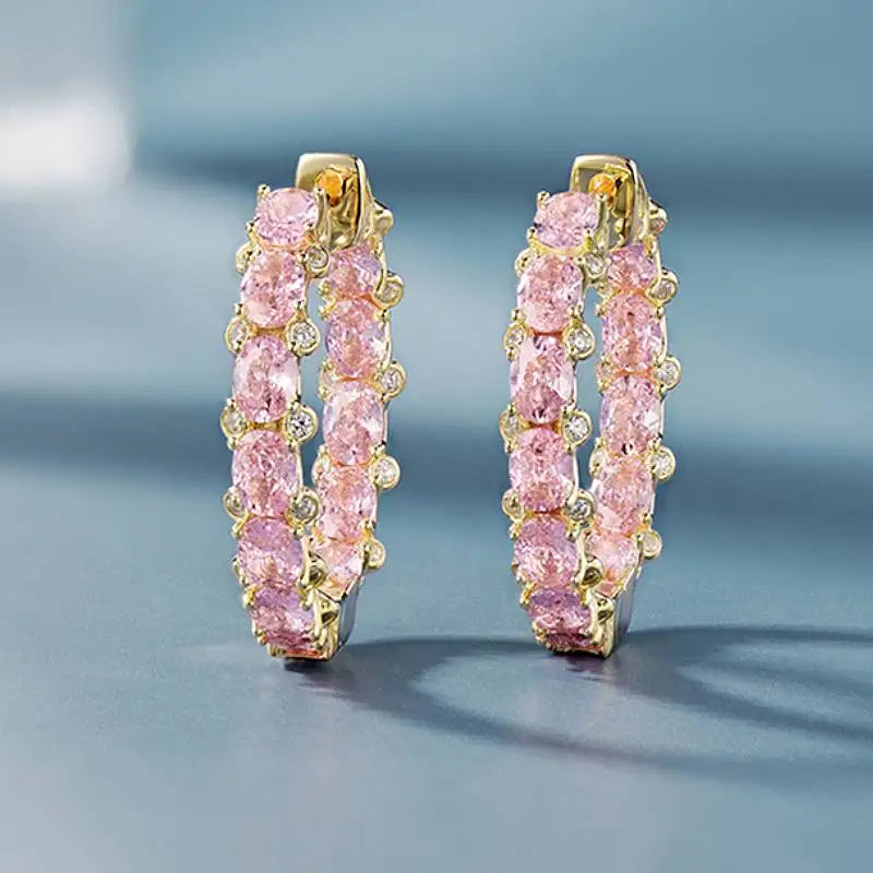 Huitan Aesthetic Women Hoop Earrings Silver Color/gold Color Fashion Daily Party Accessories Elegant Wedding Jewelry Inlaid CZ