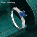 New 925 Sterling Silver Women Simple Blue Zircon Ring Fashion Party Christmas Gift Jewelry Wedding