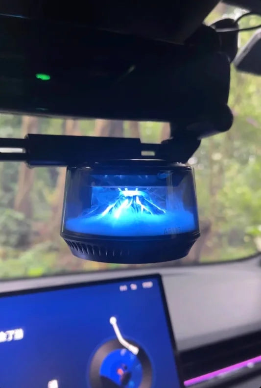 360° View Mirror Mount Volcanic Iceberg Car Diffuser - Air Purifying, Solar Powered, Forest & Floral Scents, Elegant Auto Decor