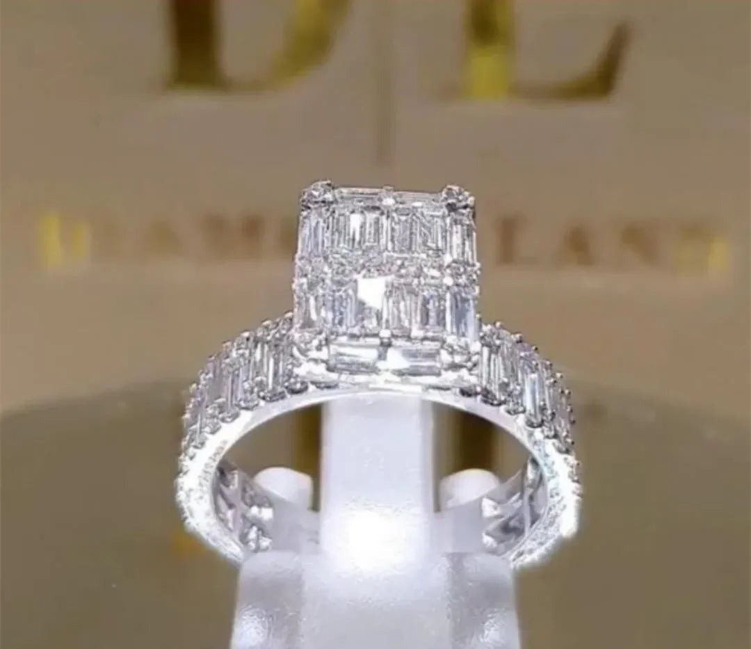 Milangirl Popular Classic Crystal Cubic Zirconia Women Ring Square Princess Cut Zircon Wedding Anniversary Present  Jewelry