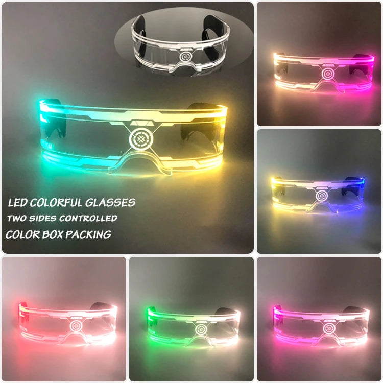 Fashion Luminous Decorative Glasses Neon Light Decoration LED Sunglasses For Nightclub DJ Dance Music Rave Costume Night