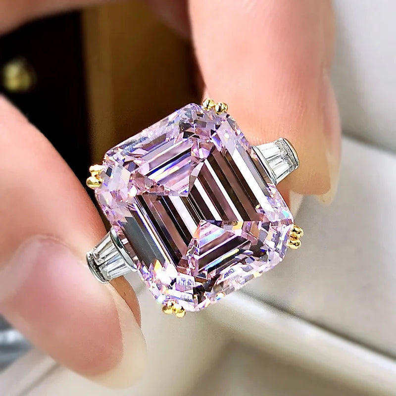 Original 925 Sterling Silver Wedding Engagement finger Rings For Women Topaz 5ct Asscher cut Simulated Diamond Platinum Jewelry