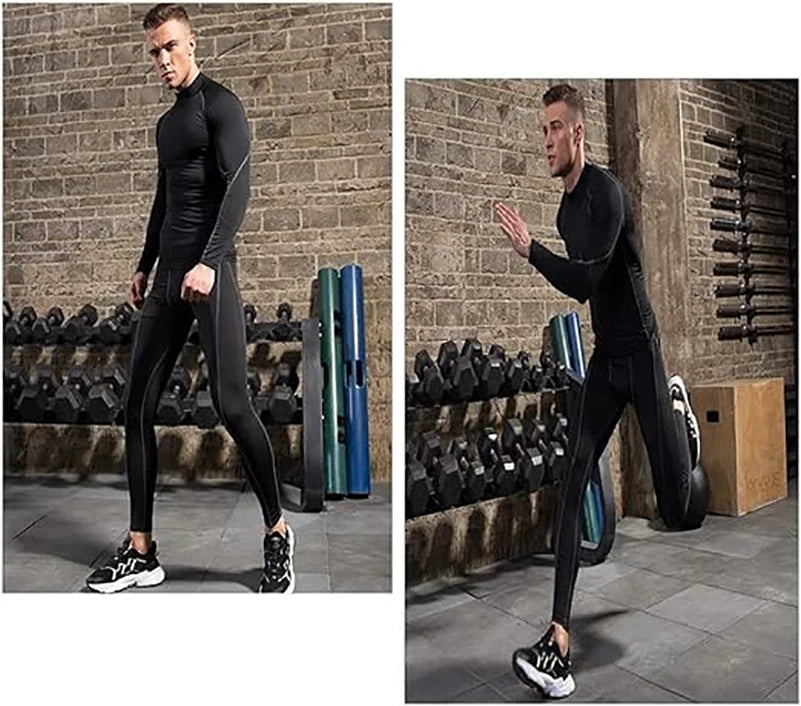 Men's Turtleneck Compression Long Sleeved Sports Fitness Tight T-shirt Running Casual Quick dry Long-Sleeved Spring and Autumn
