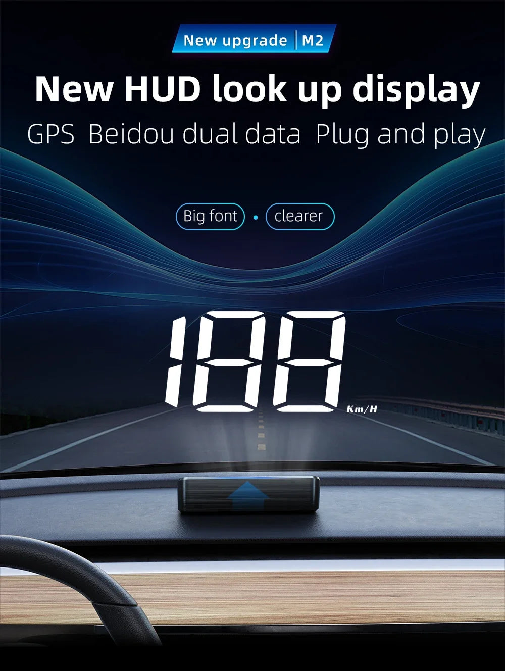 Car Speedometer HUD GPS Head Up Display Digital Speed Meter Windshield Projector For Vehicles Truck Auto Electronics Accessories