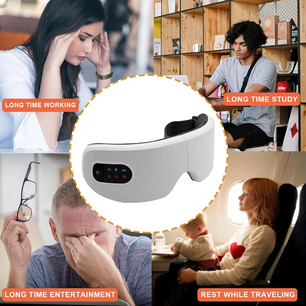 Electric Eye Massager Hot Compress & Vibration Relieves Eye Fatigue Dark Circles Heating Eyes Massage Instrument With Bluetooth