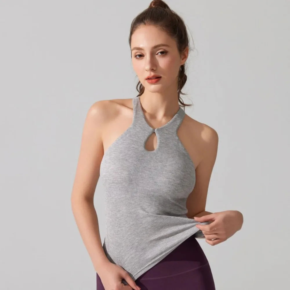 Women's Ribbed Racerback Sports Bra - High-Impact Support for Yoga, Gym & Running | Seamless Anti-Shock Fitness Top