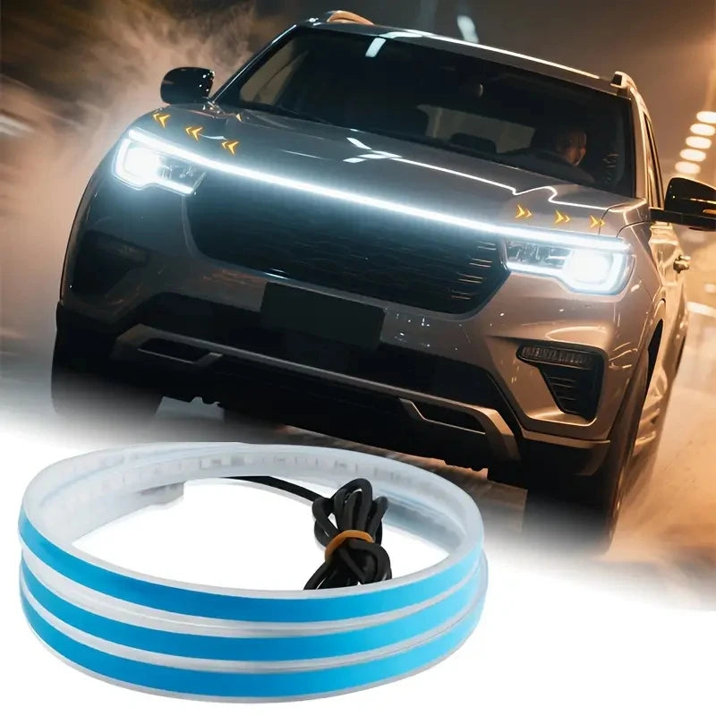 1pc Dynamic meteor Led Car Hood Lights Strip Universal Engine Hood Guide Decorative Light Bar Auto Headlights Car Running Light
