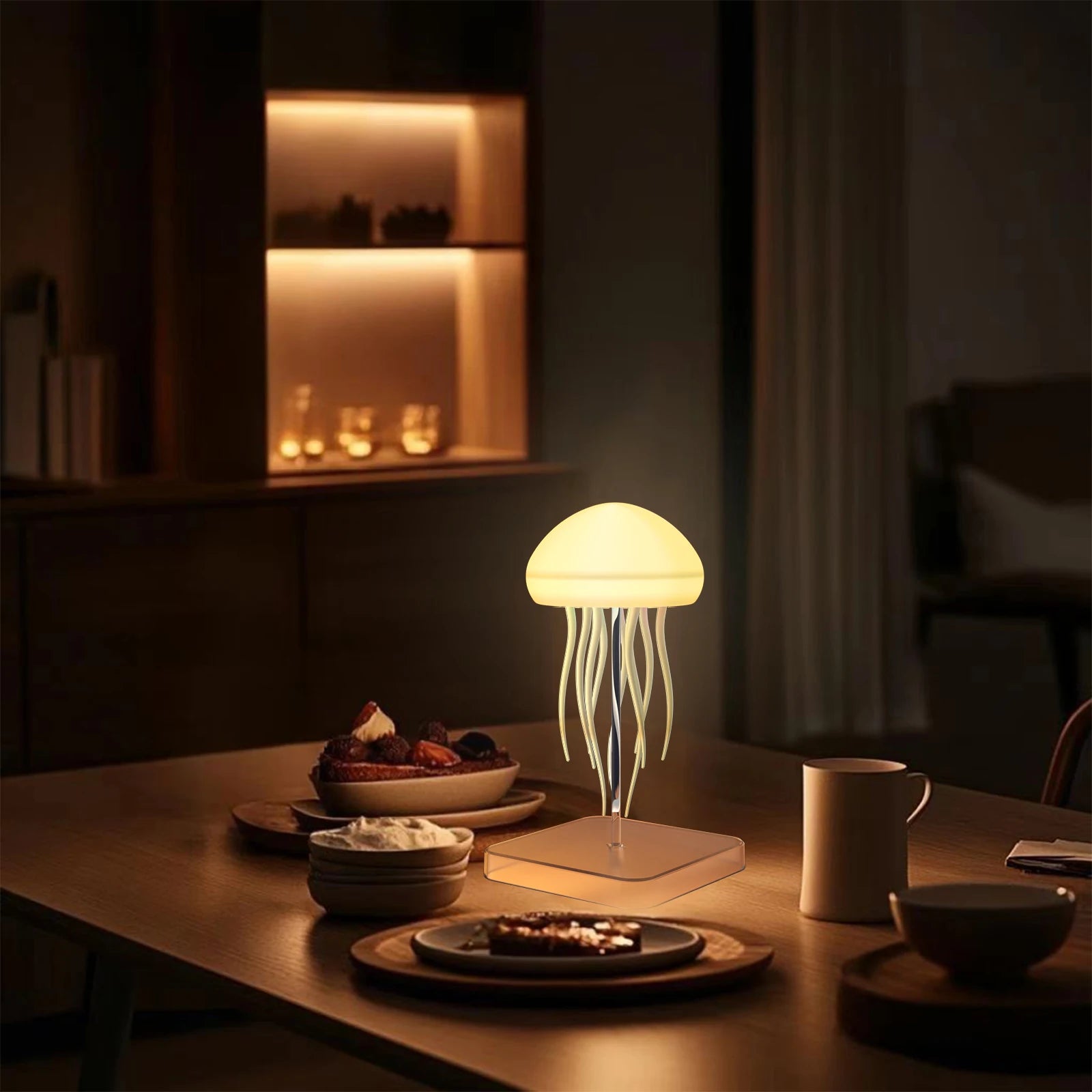 Jellyfish Lamp, Floating Jellyfish Lamp RGB Gradient Jellyfishs Bedside Lamp Rechargeable with Touch Sensor, Christmas Gifts