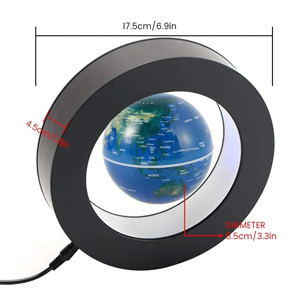 3D Magnetic Floating Earth Lamp, LED Rotating Globe Levitation Light O/C Shape Bedside Night Light Unique Gift Idea