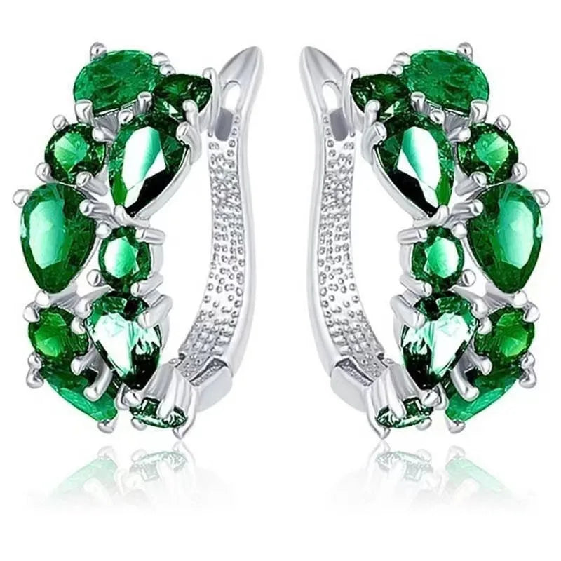 Korean Luxury Rose Gold Color Earrings Flash Zircon Ear Stud Earrings for Women Female Elegant Fashion Party Wedding Jewely Gift