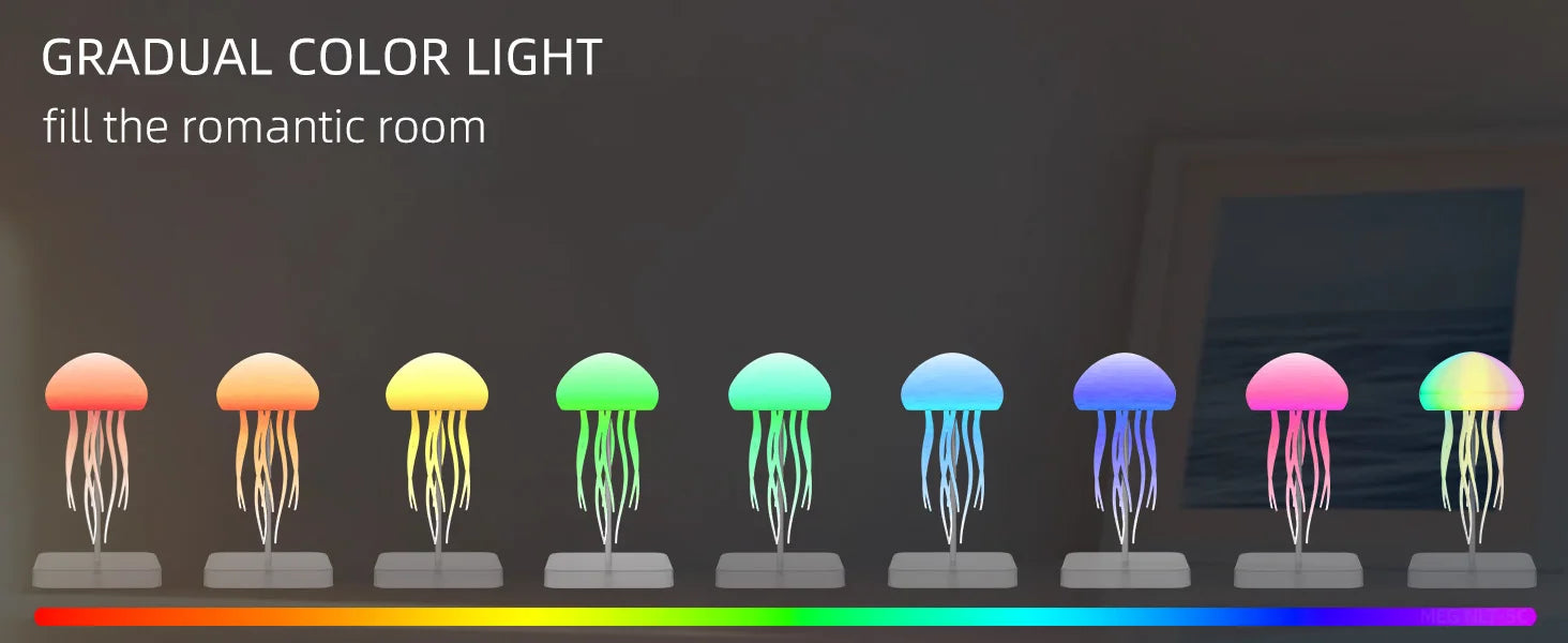Jellyfish Lamp, Floating Jellyfish Lamp RGB Gradient Jellyfishs Bedside Lamp Rechargeable with Touch Sensor, Christmas Gifts