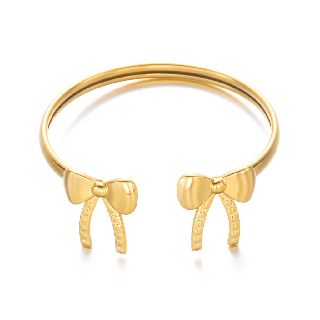 New Classic Sun Moon Pattern Open Bangles Bracelet For Women Gold Color Stainless Steel Heart Cuff Bracelet Hand Ornament Gift