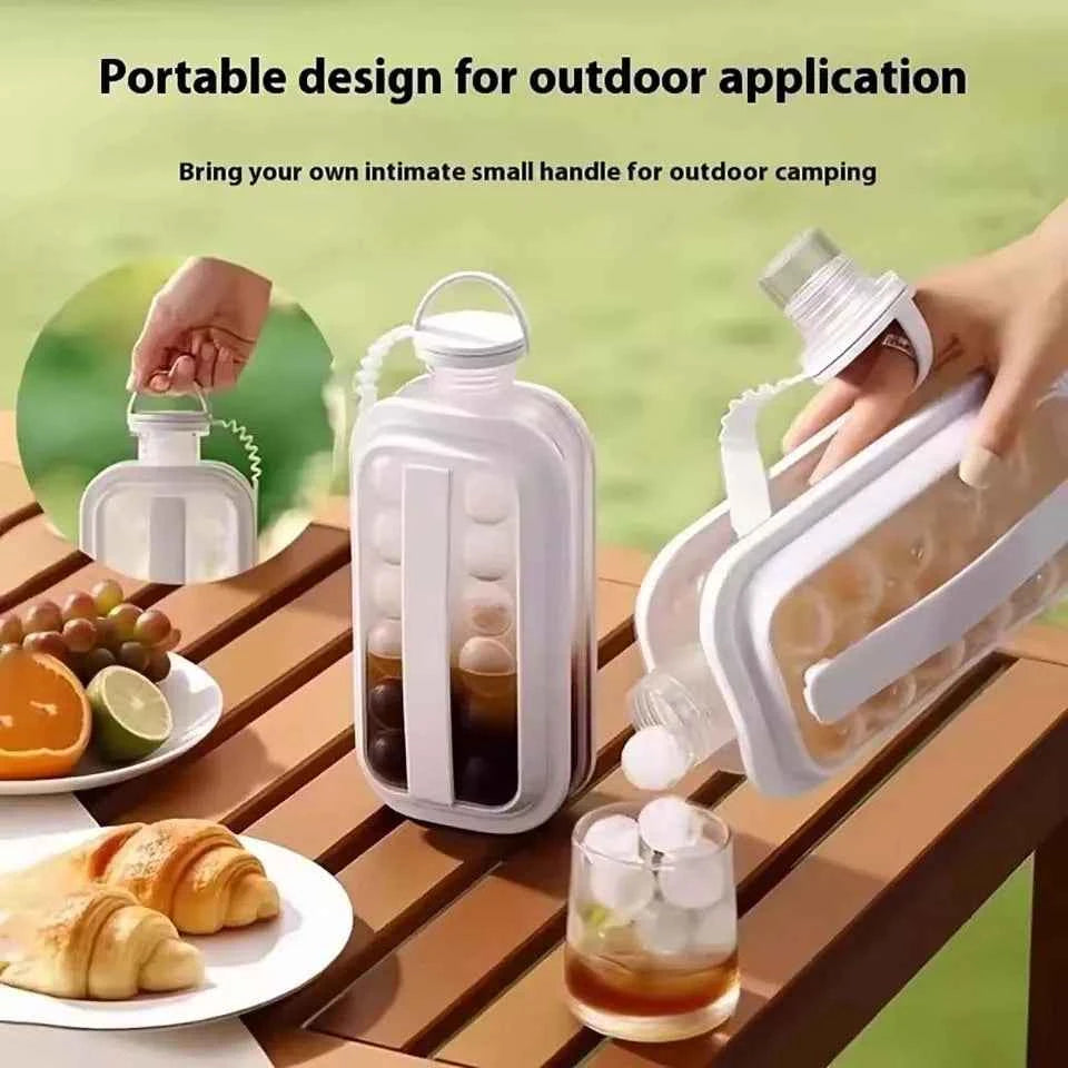 Portable 2-in-1 Folding Ice Maker Water Bottle Creative Ice Cube Mold Kitchen Bar Gadgets Ice Hockey Lattice Making Tool Kettle