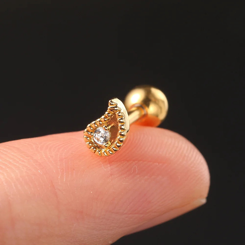 1PC Fashion Helix Daith Piercing Earrings for Teen Girls Dainty Zircon Cartilage Studs Conch Tragus Rook Lobe Ear Hoops Jewelry